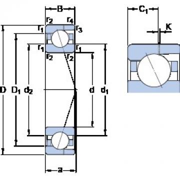 8 mm x 22 mm x 7 mm  SKF 708 CD/HCP4AH Rolamentos de esferas de contacto angular